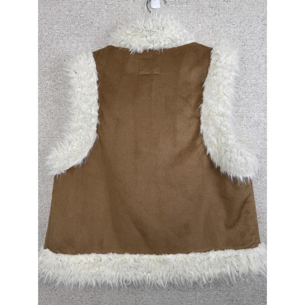 Old Navy Faux Fur Vest — Size M — Penny Lane Style Boho Tan